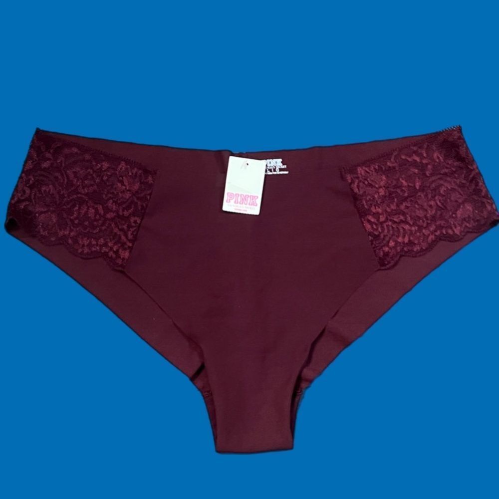 Victorias Secret Pink No Show Supersoft Cheeky panty Lace Sides Large